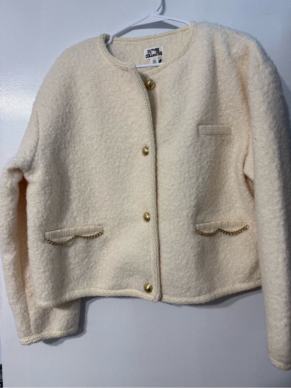 Future Collective Cream Jacket with Gold Buttons